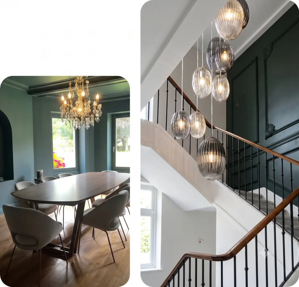 Salle à manger et cage d'escalier après agencement intérieur