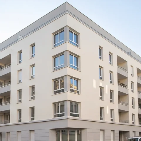 Immeuble résidentiel après isolation thermique par l'extérieur