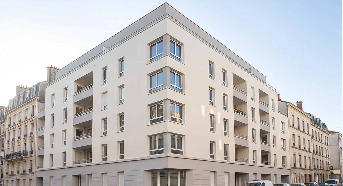 Immeuble résidentiel après isolation thermique par l'extérieur