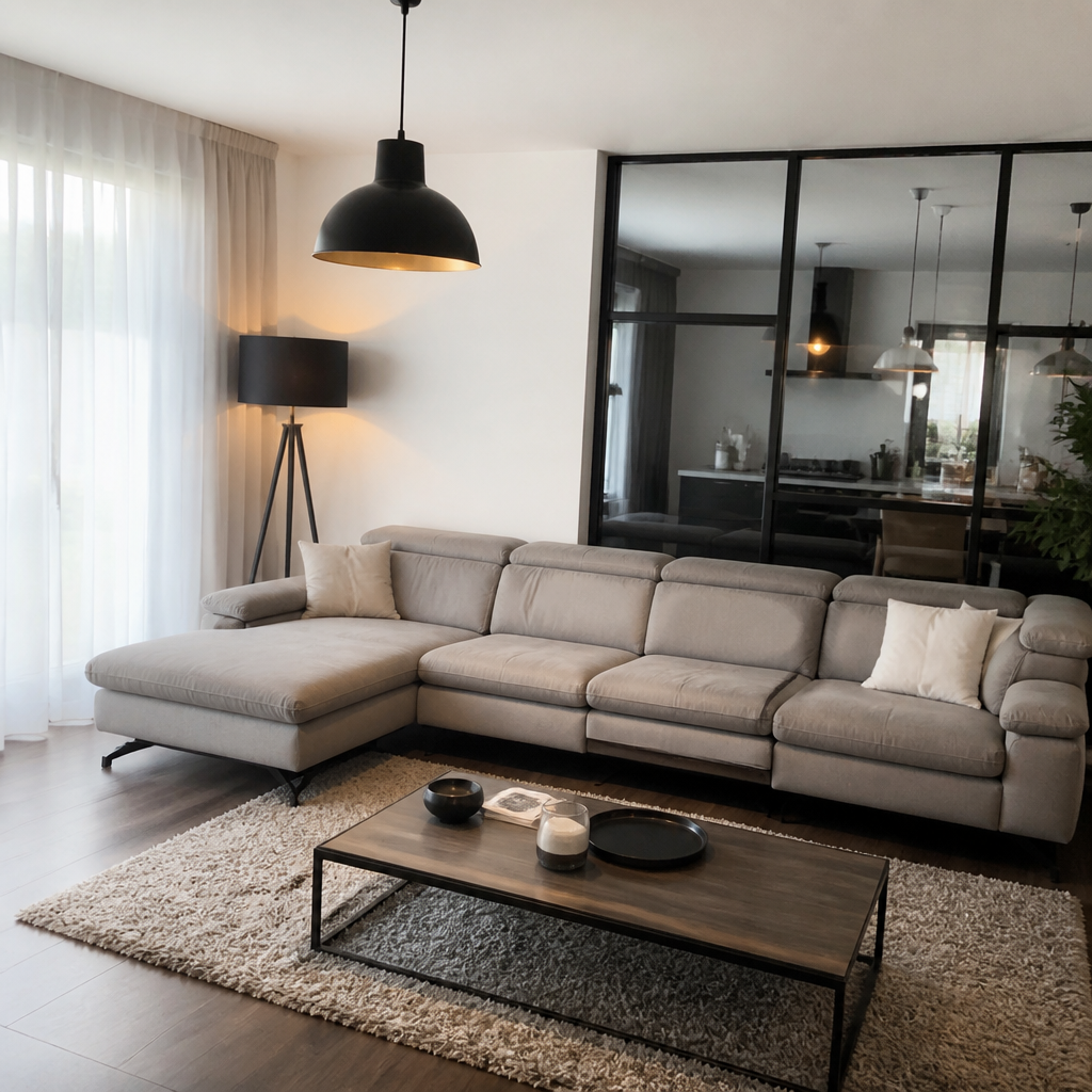 Salon repeint d'un appartement à Dreux